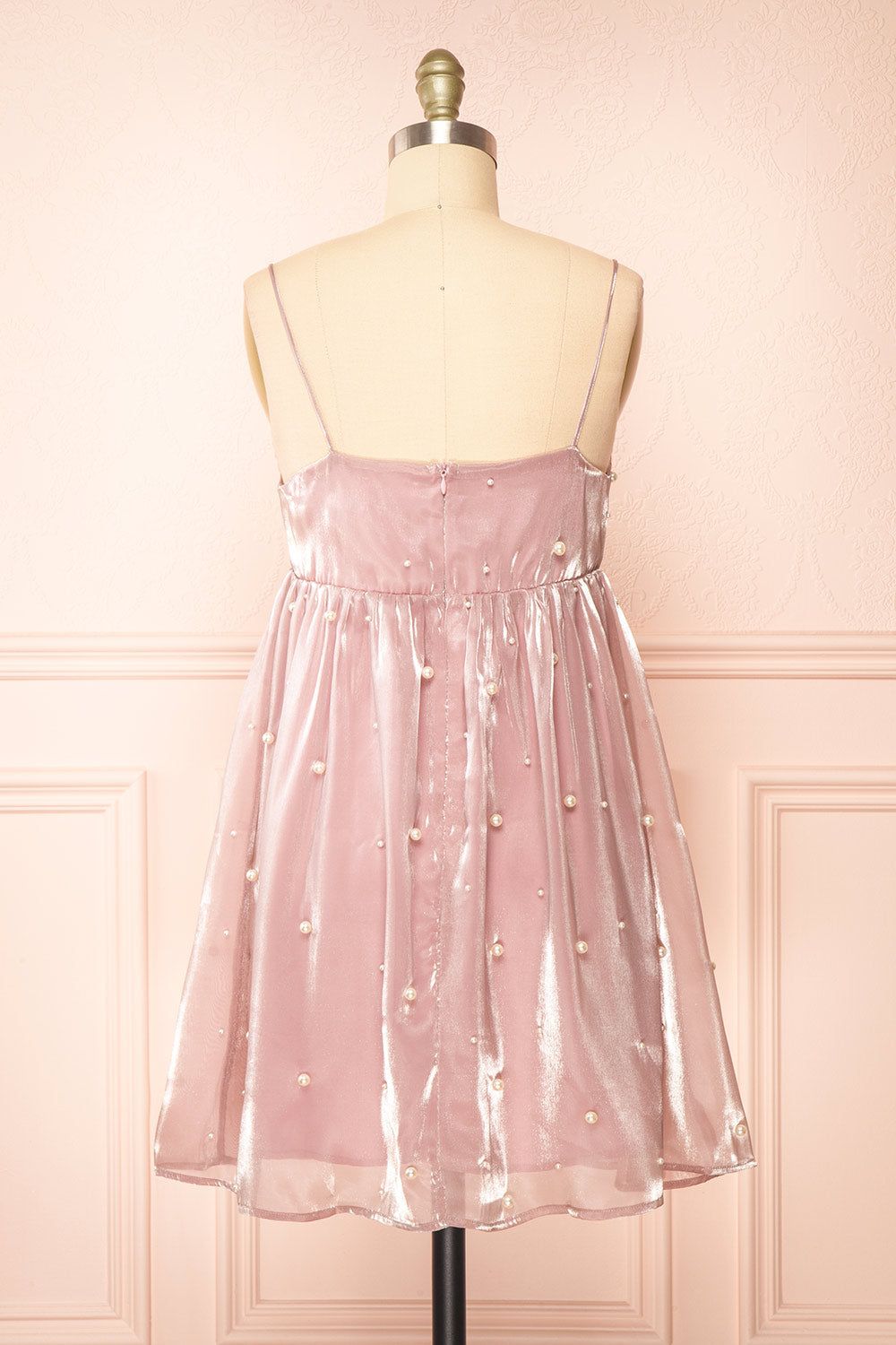 Ardelle | Short Mauve Babydoll Dress w/ Pearls sold by Boutique 1861 product image thumbnail 5
