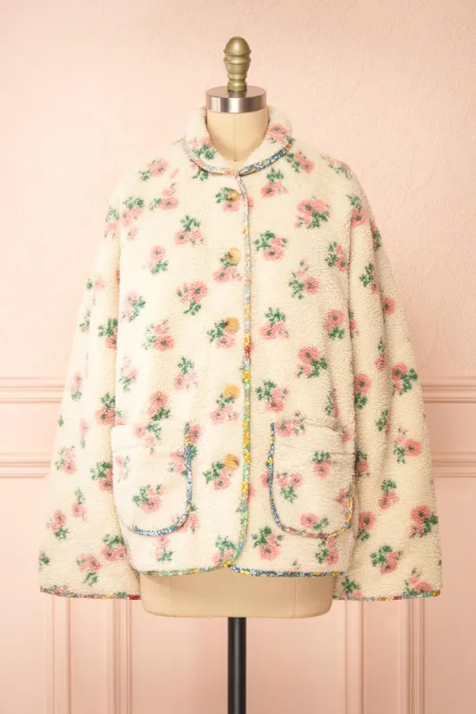 Florine | Floral Button-Up Teddy Coat sold by Boutique 1861