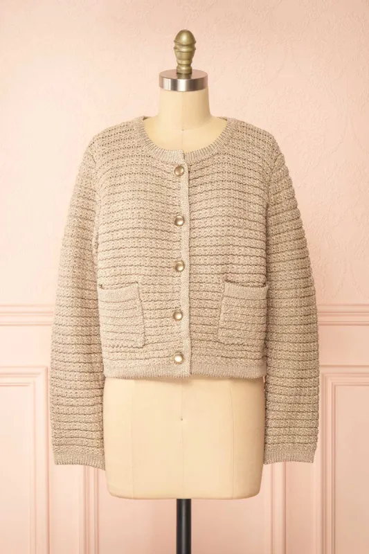 Siberie | Knitted Cardigan w/ Gold Metallic Threads sold by Boutique 1861