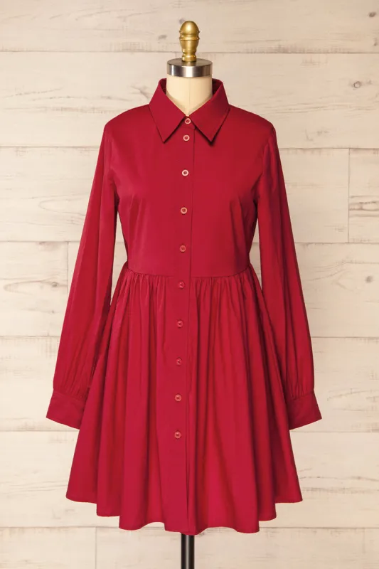 Attica | Red Shirt Dress w/ Long Sleeves sold by Boutique 1861