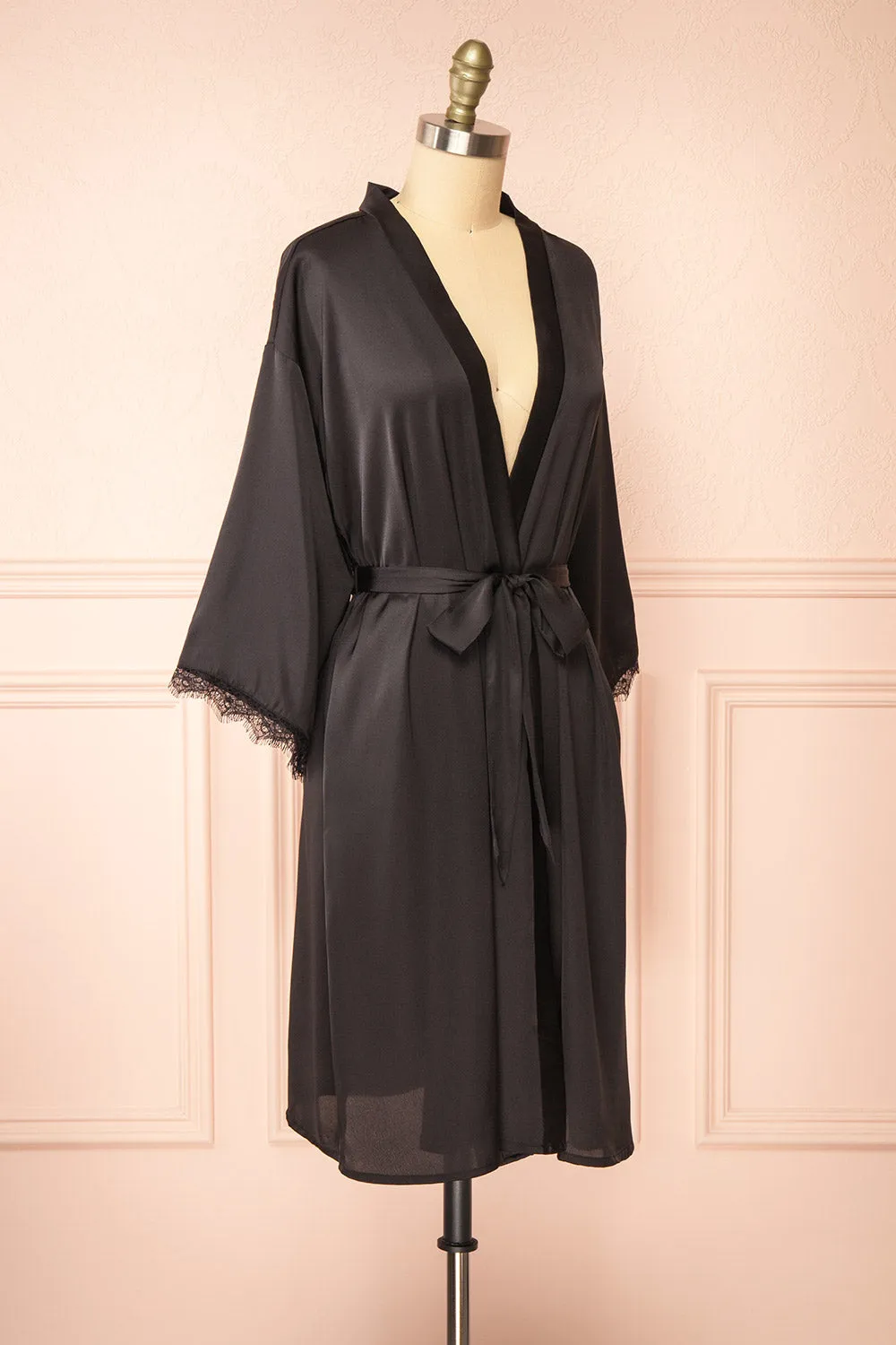 Lyvia Black | Satin Kimono w/ Lace sold by Boutique 1861 product image thumbnail 5