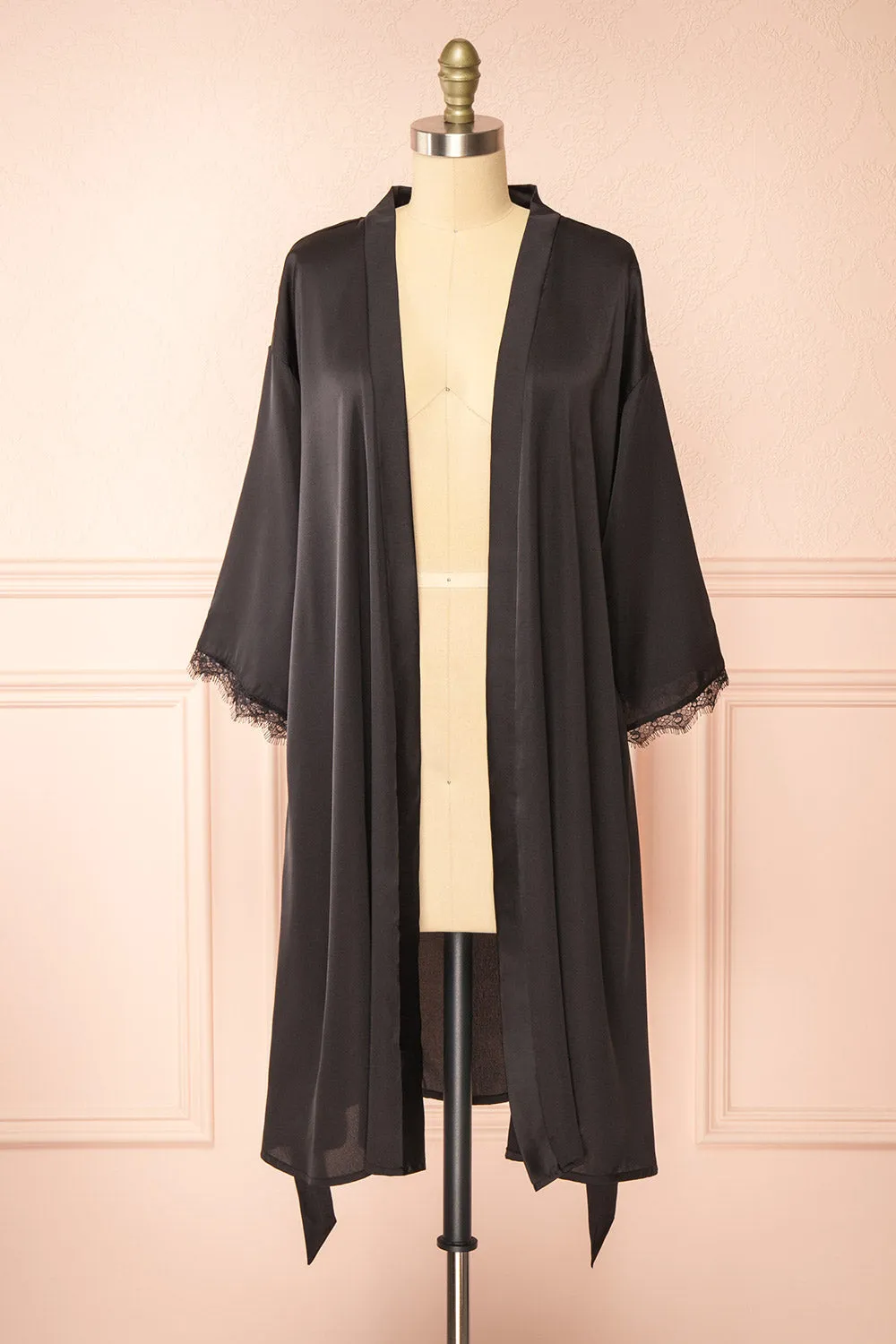 Lyvia Black | Satin Kimono w/ Lace sold by Boutique 1861 product image thumbnail 3