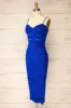 Rilievo Blue | Ruched Fitted Midi Dress sold by Boutique 1861