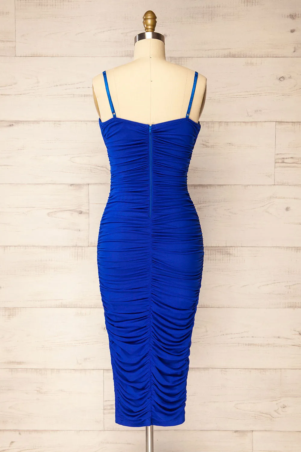 Rilievo Blue | Ruched Fitted Midi Dress sold by Boutique 1861 product image thumbnail 5