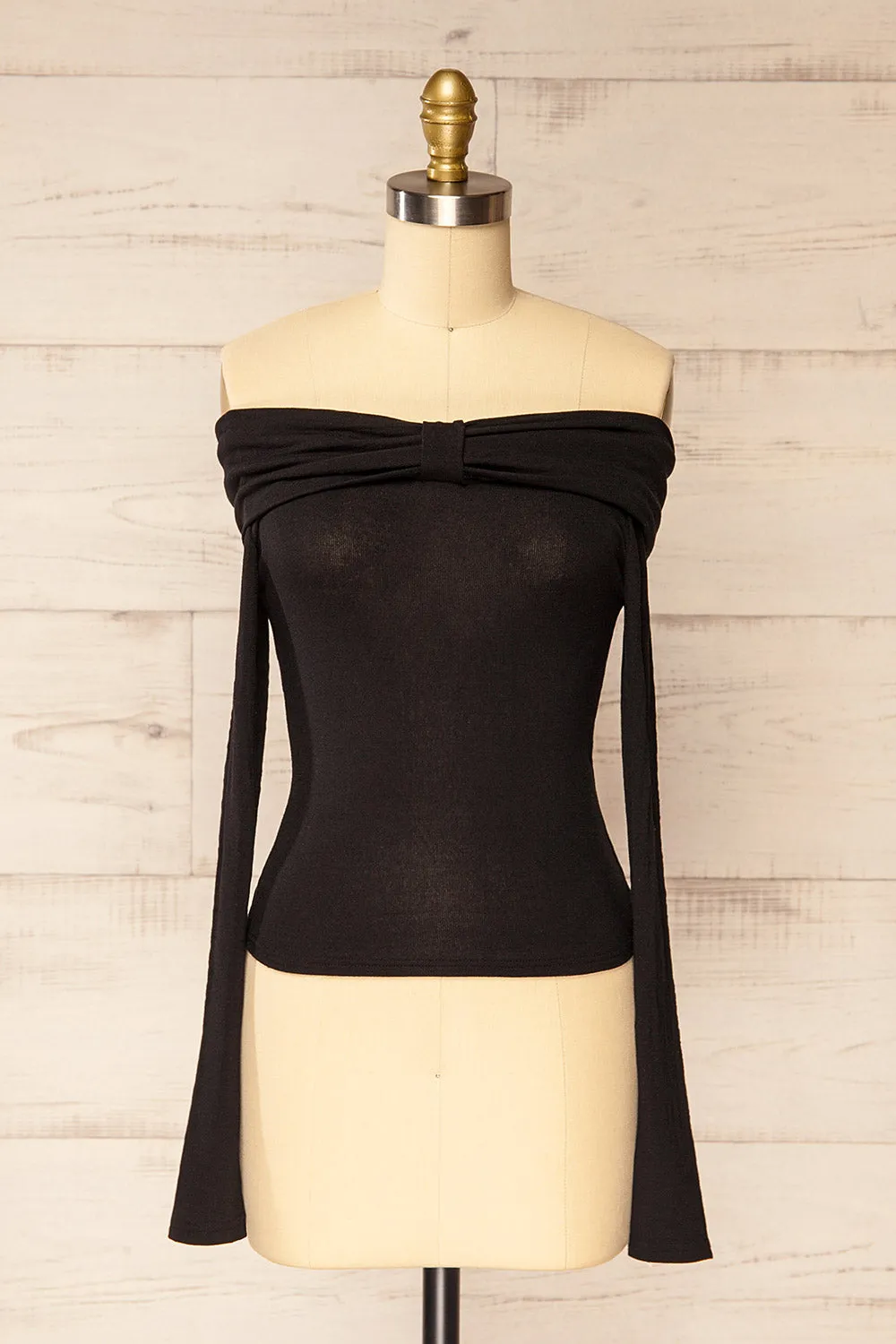 Haeju Black | Off-Shoulder Top w/ Bow sold by Boutique 1861