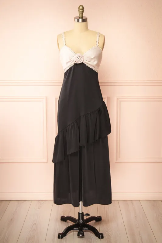 Crissie | Long Asymmetrical Tiered Dress sold by Boutique 1861