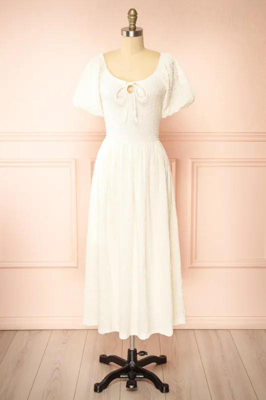 Abaume | Long Ruched Ivory Dress sold by Boutique 1861