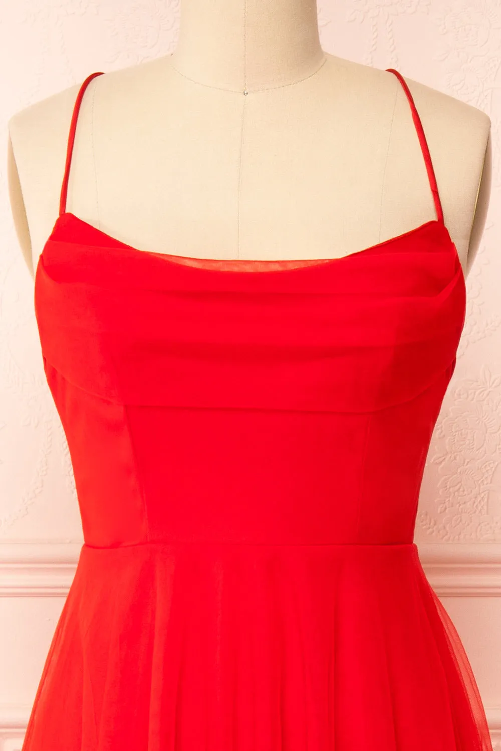 Valerie Red | A-Line Tulle Midi Dress sold by Boutique 1861 product image thumbnail 4