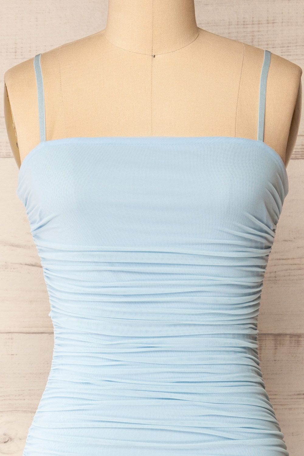 Yurtof Light Blue | Fitted Ruched Midi Dress sold by Boutique 1861 product image thumbnail 3
