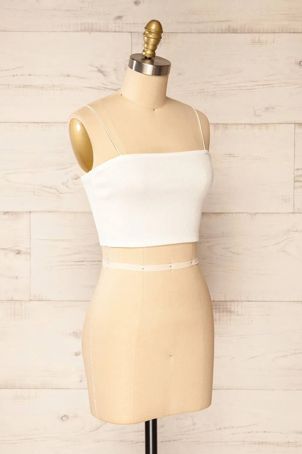 Rimini White | Cropped Ribbed Cami sold by Boutique 1861 product image thumbnail 4