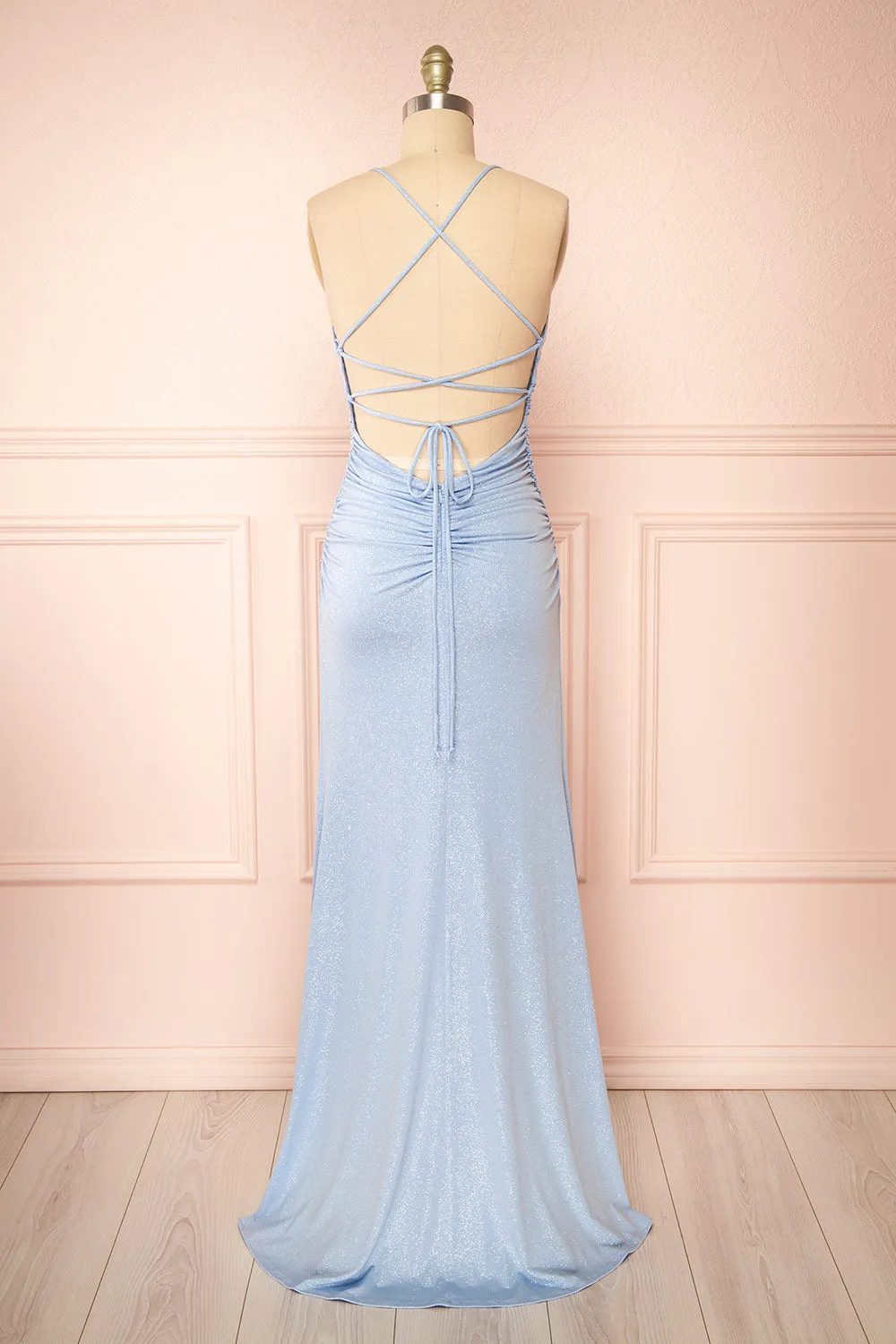 Samira Light Blue | Sparkly Mermaid Maxi Dress with Slit sold by Boutique 1861 product image thumbnail 3