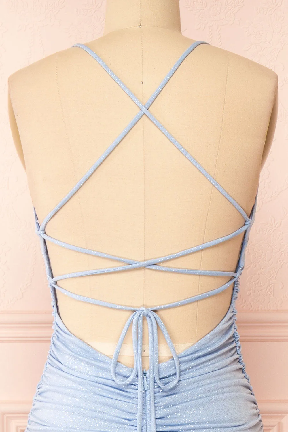 Samira Light Blue | Sparkly Mermaid Maxi Dress with Slit sold by Boutique 1861 product image thumbnail 2