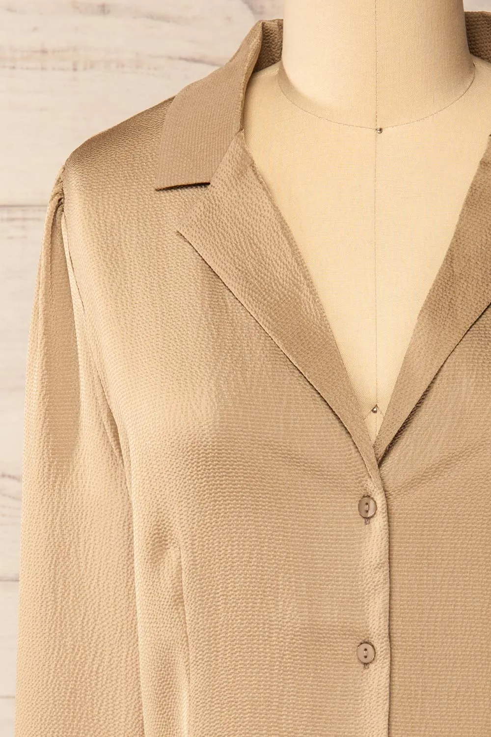 Niamey Taupe | Waffled Satin Shirt sold by Boutique 1861 product image thumbnail 2