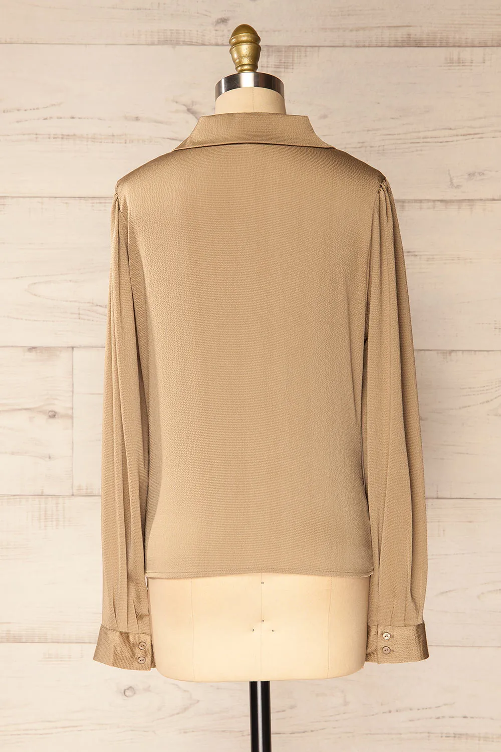 Niamey Taupe | Waffled Satin Shirt sold by Boutique 1861 product image thumbnail 5