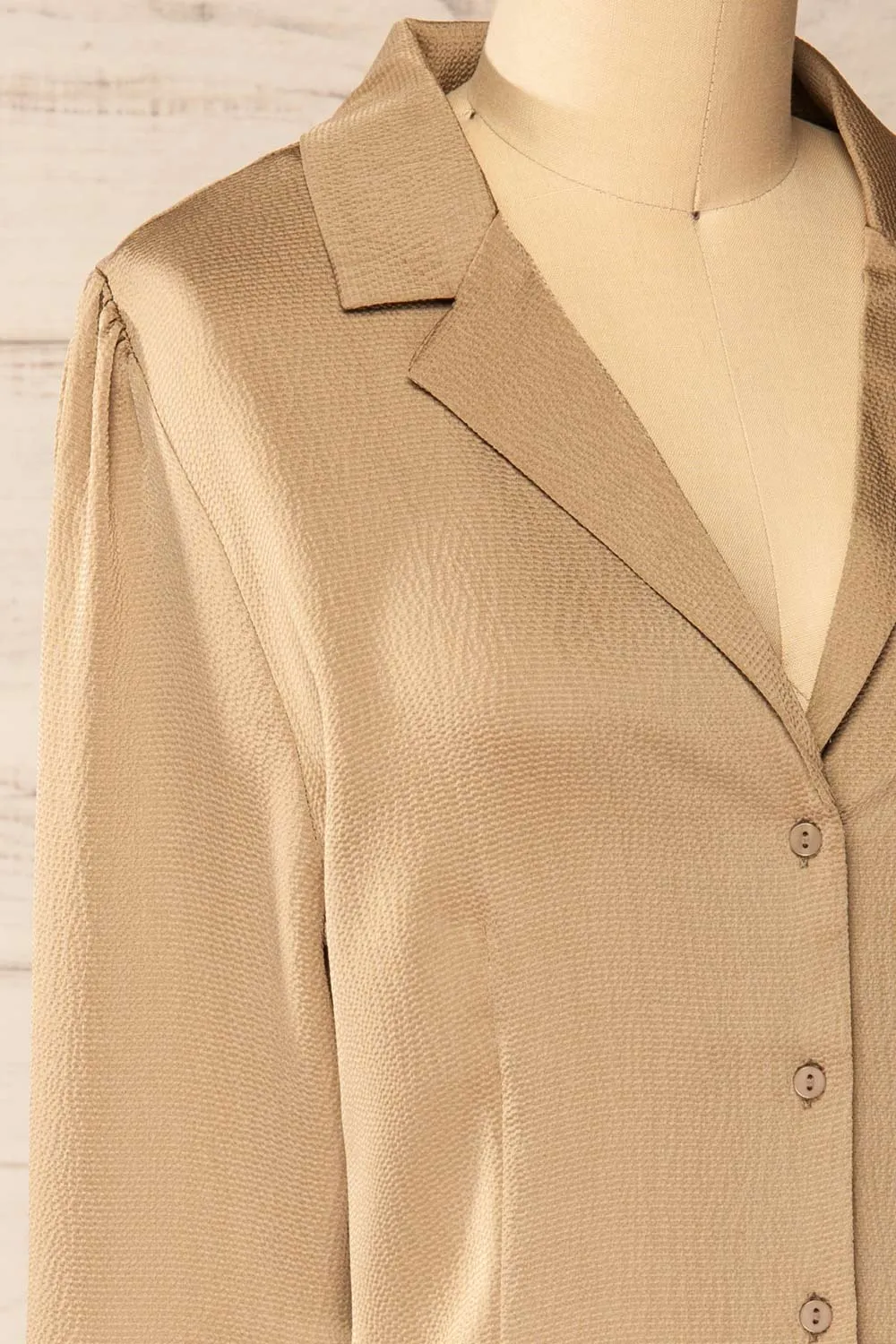 Niamey Taupe | Waffled Satin Shirt sold by Boutique 1861 product image thumbnail 4