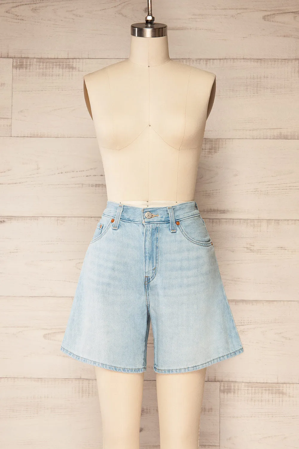 Betim | High-Waisted Baggy Blue Shorts sold by Boutique 1861