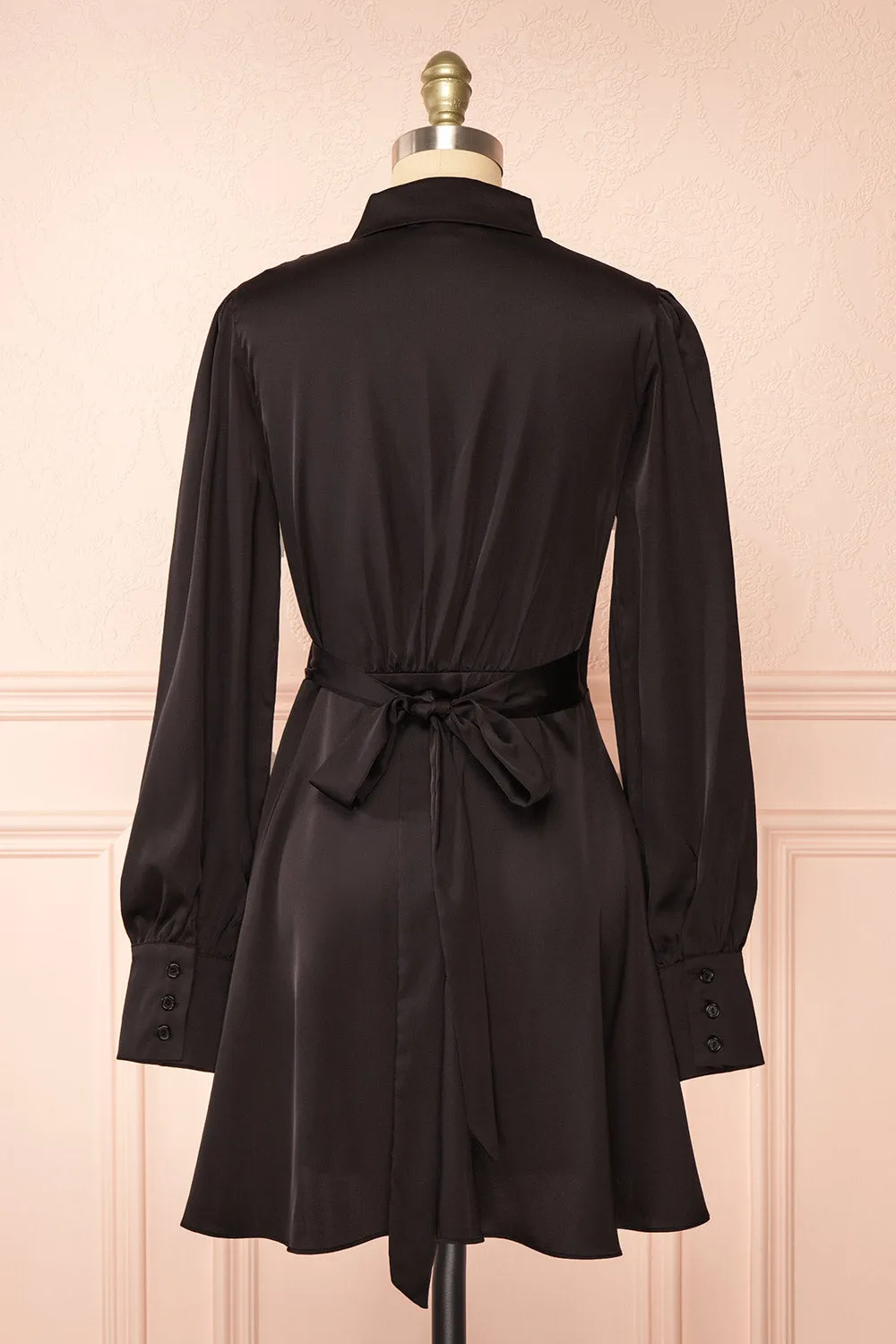 Felestine Black | Short Satin Wrap Dress sold by Boutique 1861 product image thumbnail 5