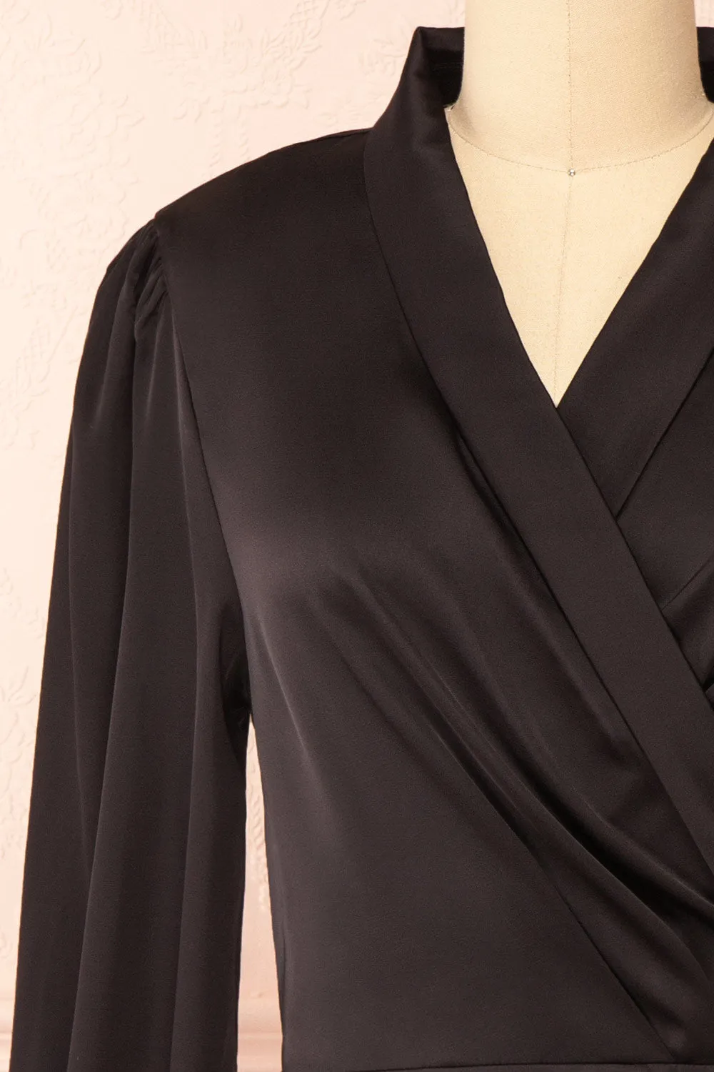 Felestine Black | Short Satin Wrap Dress sold by Boutique 1861 product image thumbnail 2