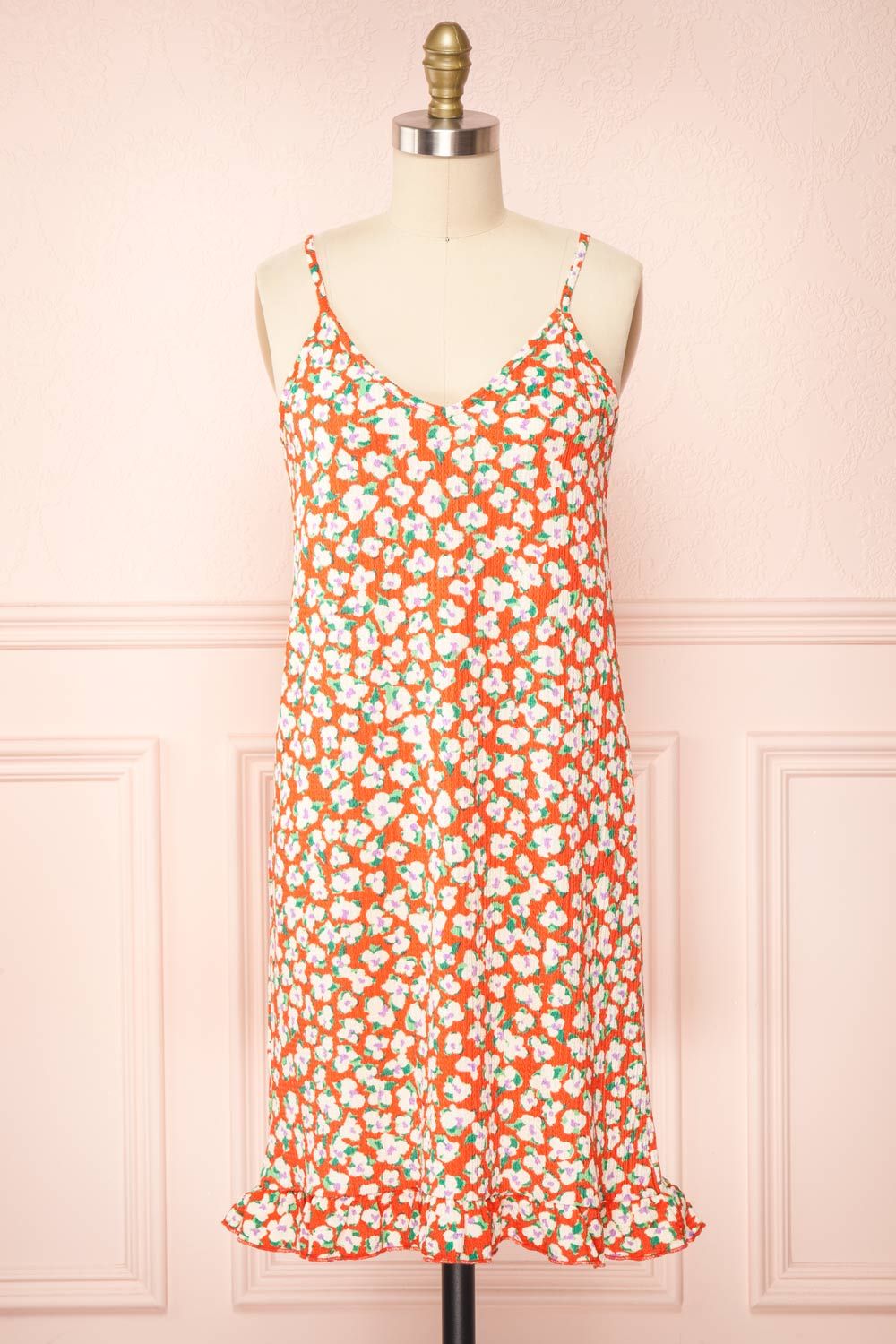 Nathalie | Short Colorful Floral Midi Dress sold by Boutique 1861