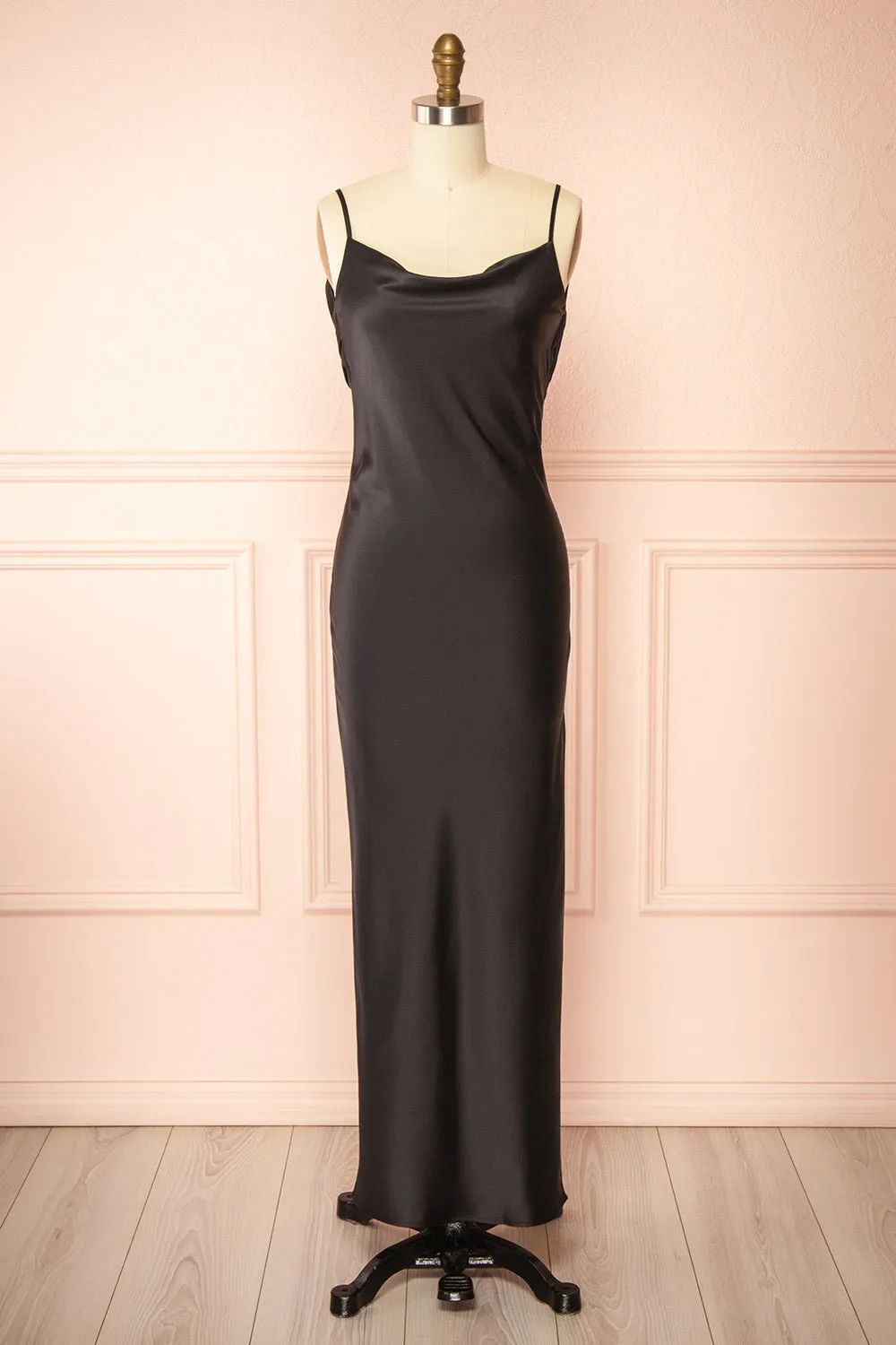 Stacy Black | Long Satin Dress w/ Open Back sold by Boutique 1861