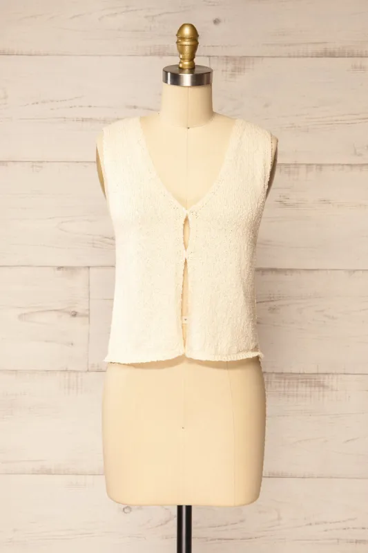 Persie | Beige Sleeveless Knit Top sold by Boutique 1861