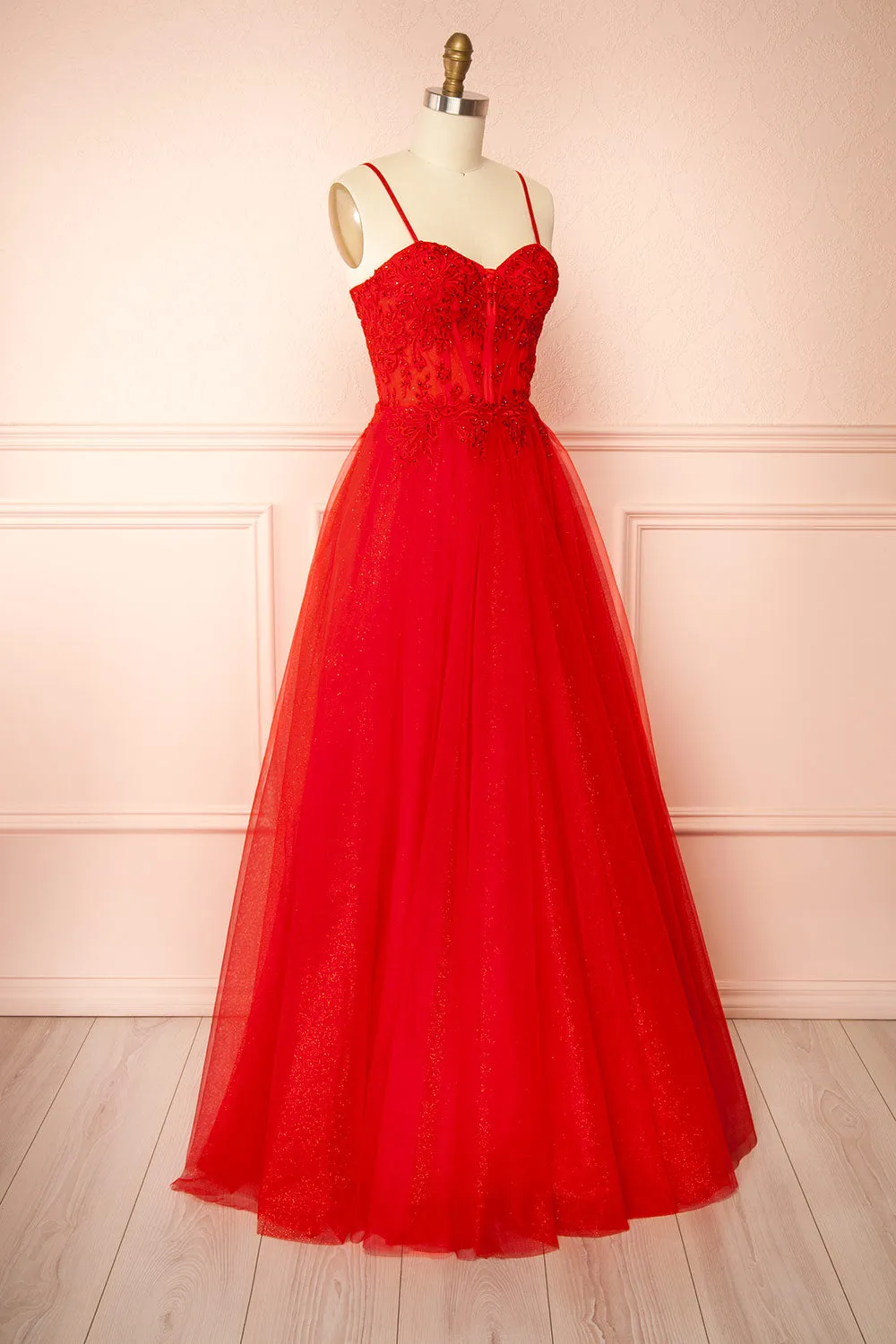 Penelope Red | Sparkling Tulle Maxi Dress sold by Boutique 1861 product image thumbnail 4