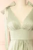 Vida Sage | Satin Midi Dress with Tie Straps sold by Boutique 1861
