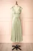 Vida Sage | Satin Midi Dress with Tie Straps sold by Boutique 1861