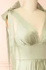 Vida Sage | Satin Midi Dress with Tie Straps sold by Boutique 1861