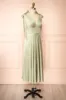 Vida Sage | Satin Midi Dress with Tie Straps sold by Boutique 1861
