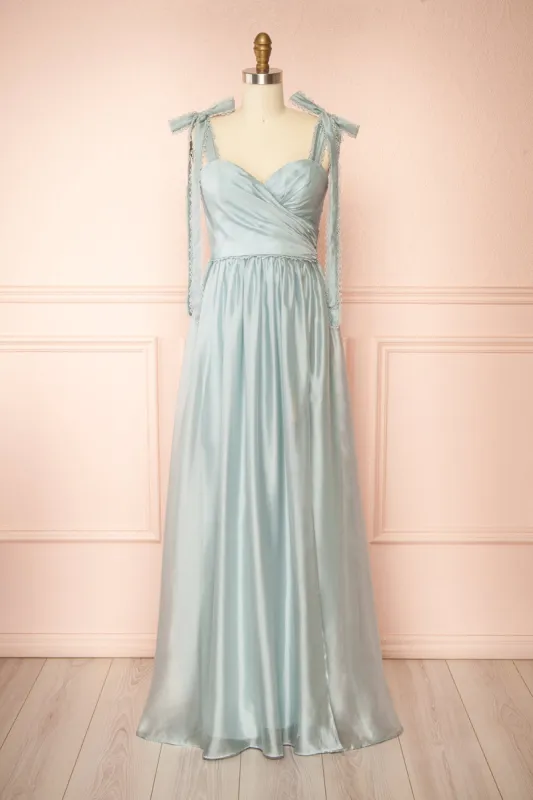 Indya Blue | Organza Maxi Dress w/ Tie Straps sold by Boutique 1861