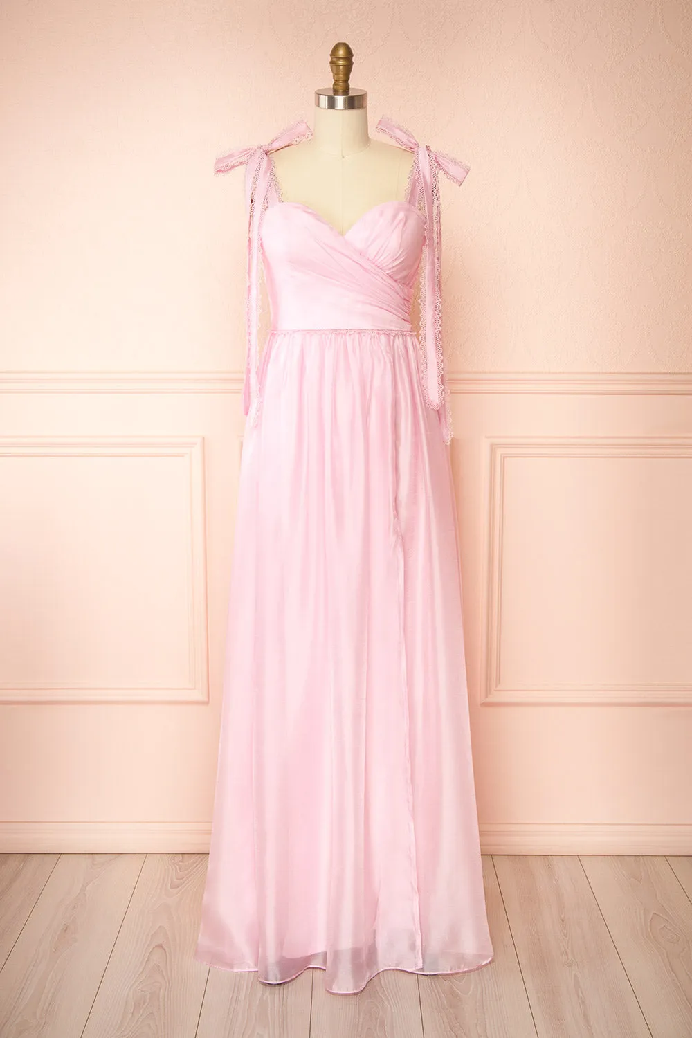 Indya Pink | Organza Maxi Dress w/ Tie Straps sold by Boutique 1861