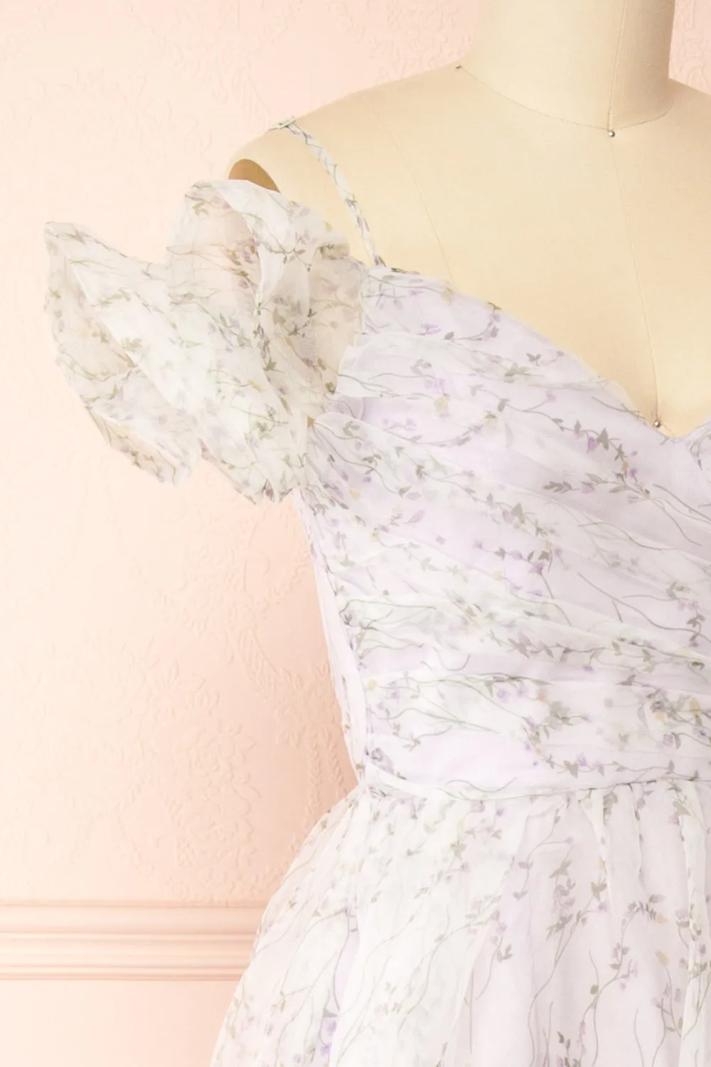 Ahbee Lavender | Off-Shoulder Floral Maxi Organza Dress sold by Boutique 1861 product image thumbnail 4