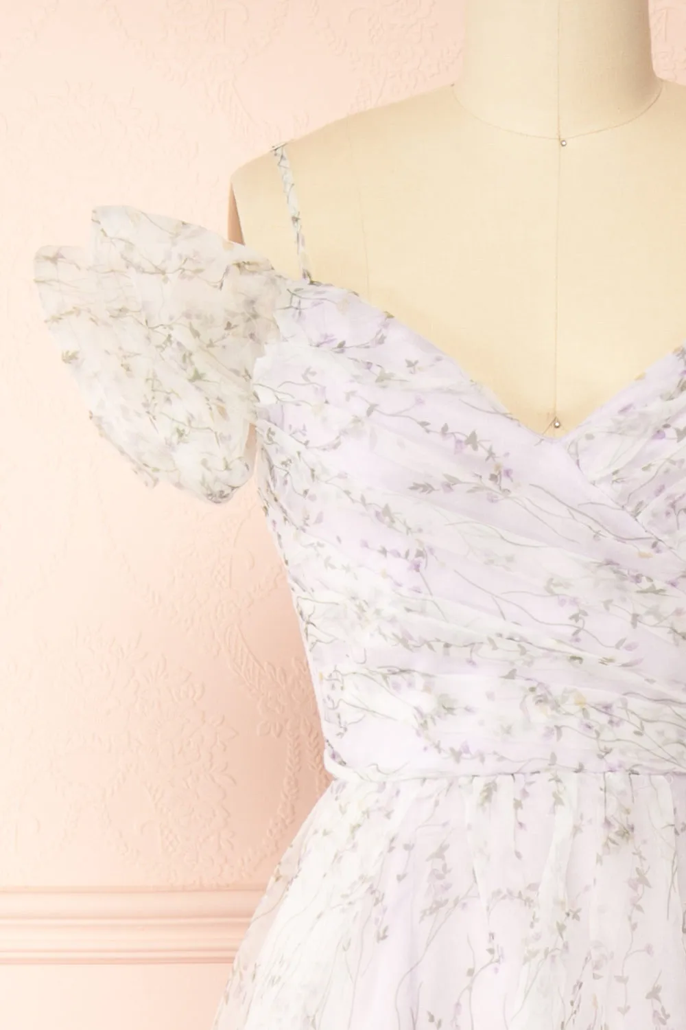 Ahbee Lavender | Off-Shoulder Floral Maxi Organza Dress sold by Boutique 1861 product image thumbnail 2