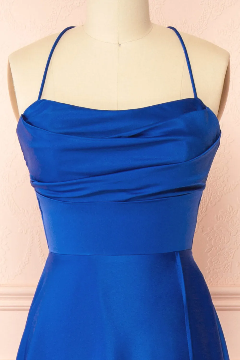 Marlys Blue | Cowl Neck Satin Maxi Dress w/ High Slit sold by Boutique 1861 product image thumbnail 4