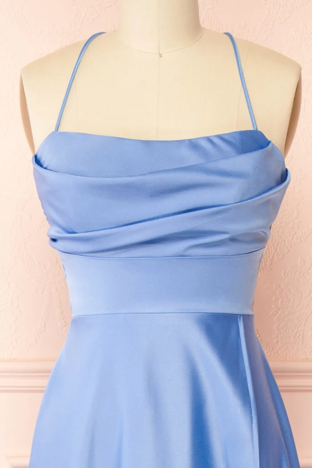 Marlys Light Blue | Cowl Neck Satin Maxi Dress w/ High Slit sold by Boutique 1861 product image thumbnail 4