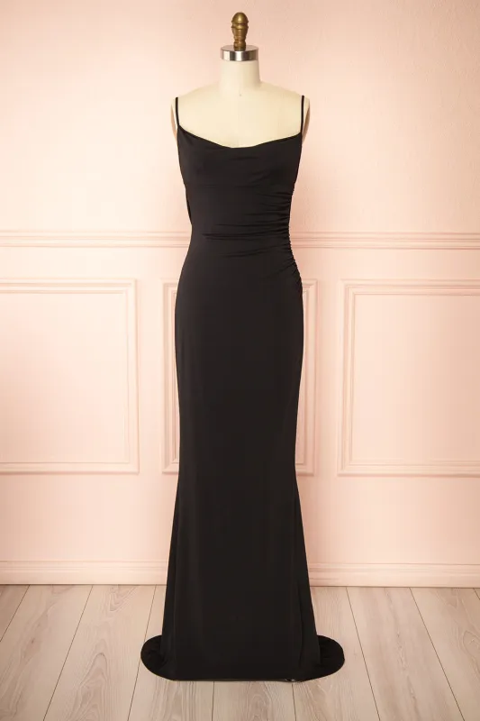 Nayla Black | Mermaid Maxi Dress with Open Back sold by Boutique 1861