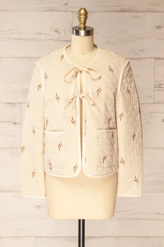 Bellary | Embroidered Quilted Beige Jacket sold by Boutique 1861