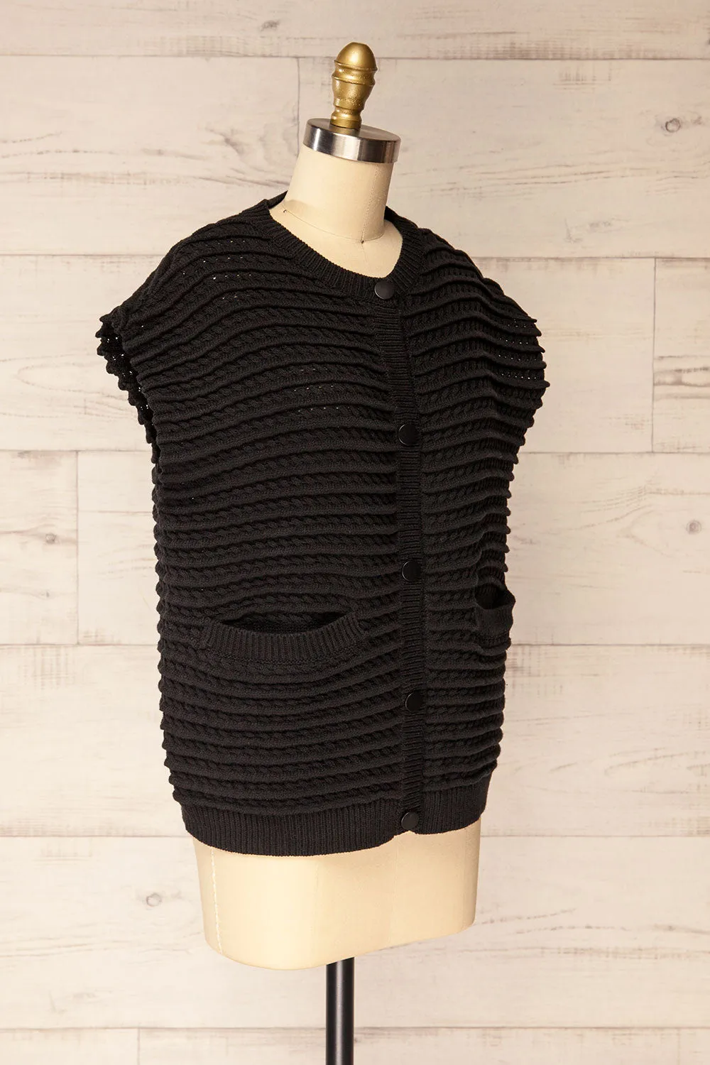Eisen | Oversized Sleeveless Black Vest sold by Boutique 1861 product image thumbnail 3