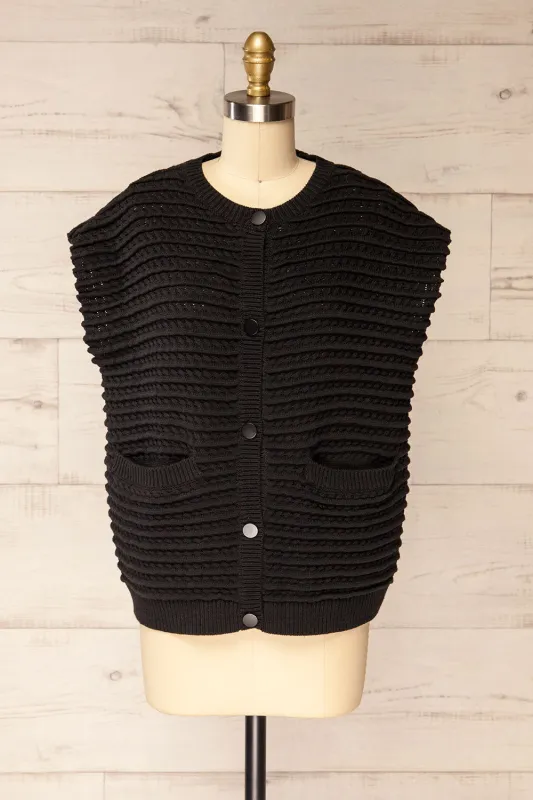 Eisen | Oversized Sleeveless Black Vest sold by Boutique 1861
