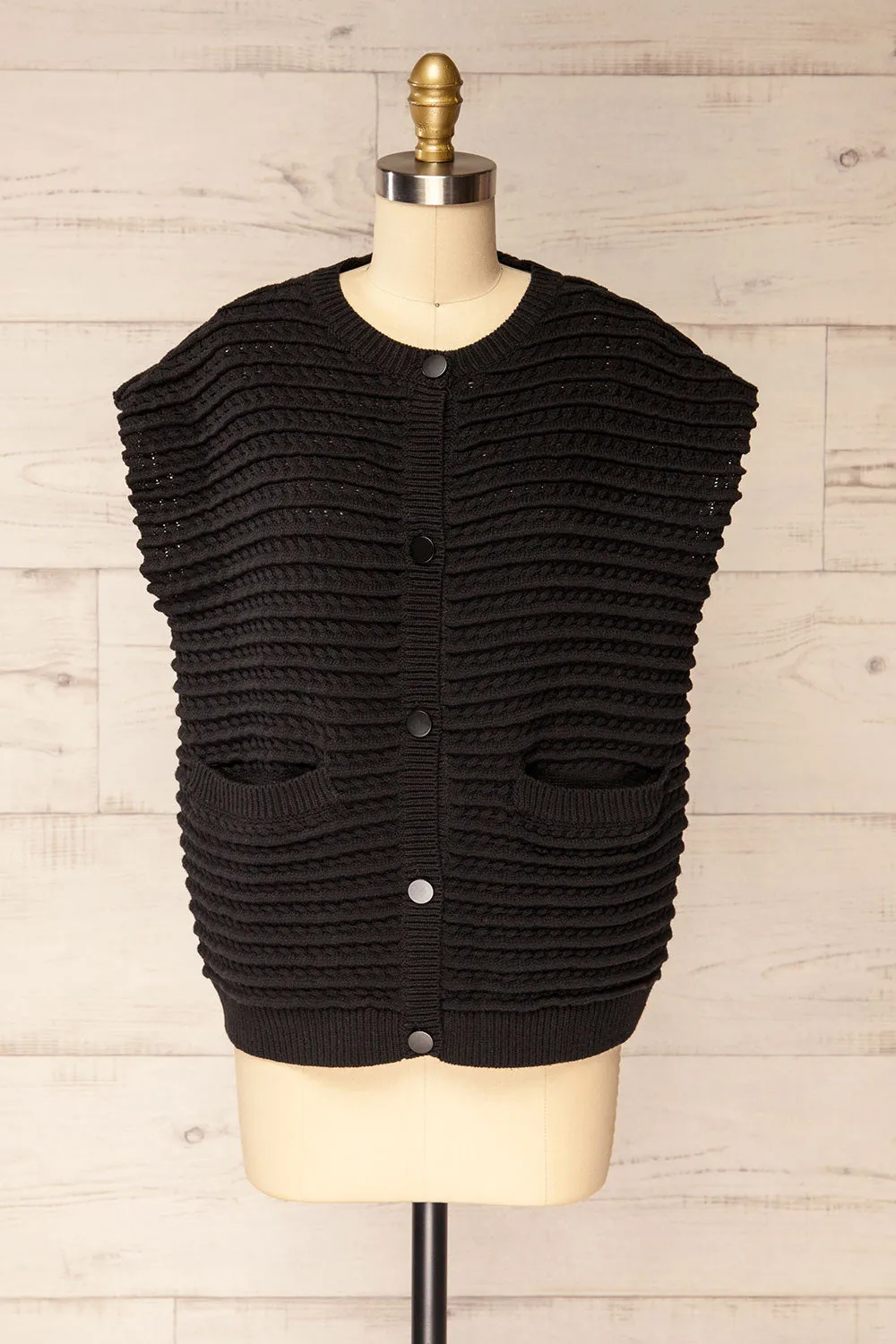 Eisen | Oversized Sleeveless Black Vest sold by Boutique 1861