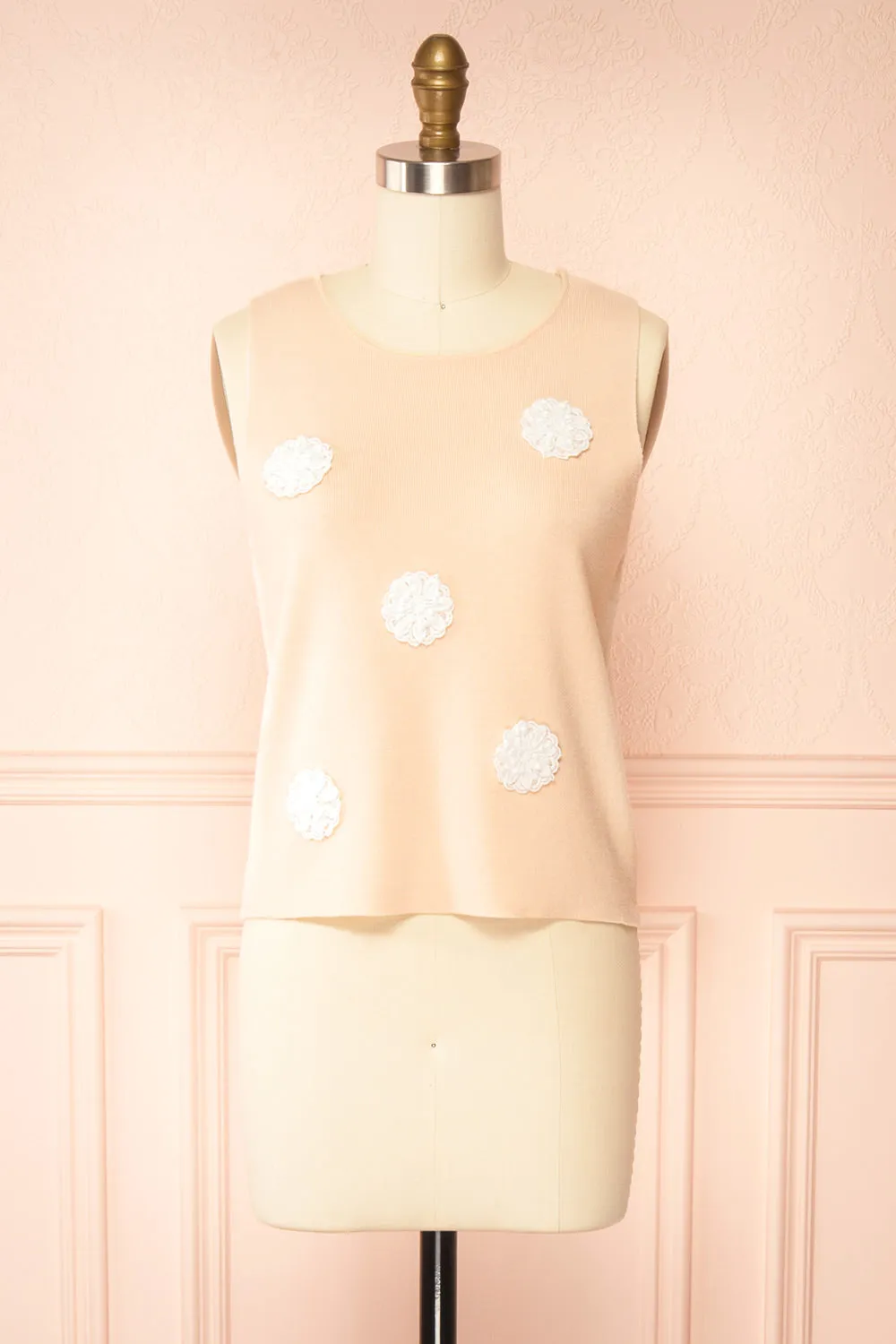 Dammar | Pink Sleeveless Top w/ Floral Detailing sold by Boutique 1861