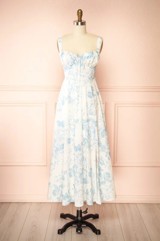 Zubeia | Floral Midi Dress with Corset Top sold by Boutique 1861