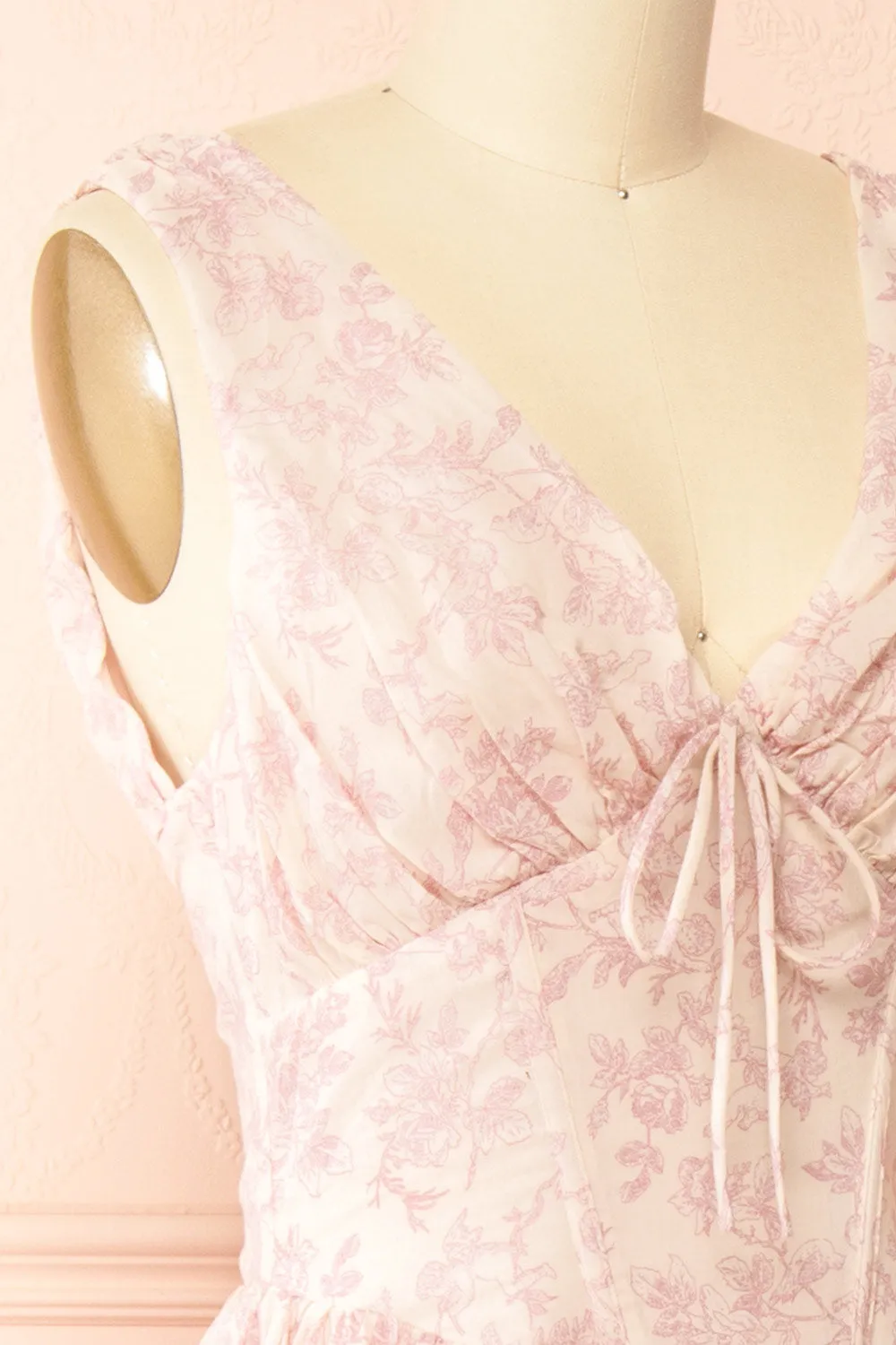 Silas Pink | Midi Dress w/ Pink Vintage Print sold by Boutique 1861 product image thumbnail 4