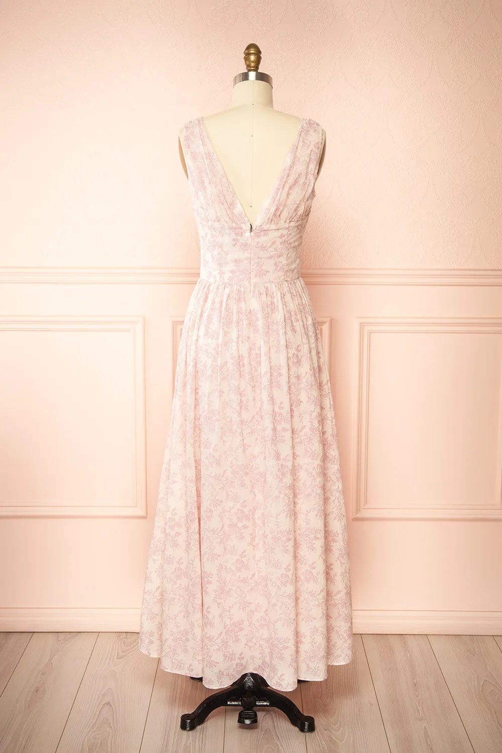 Silas Pink | Midi Dress w/ Pink Vintage Print sold by Boutique 1861 product image thumbnail 5
