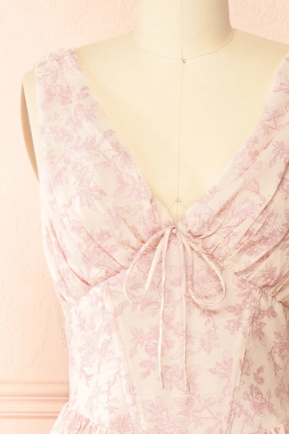 Silas Pink | Midi Dress w/ Pink Vintage Print sold by Boutique 1861 product image thumbnail 2