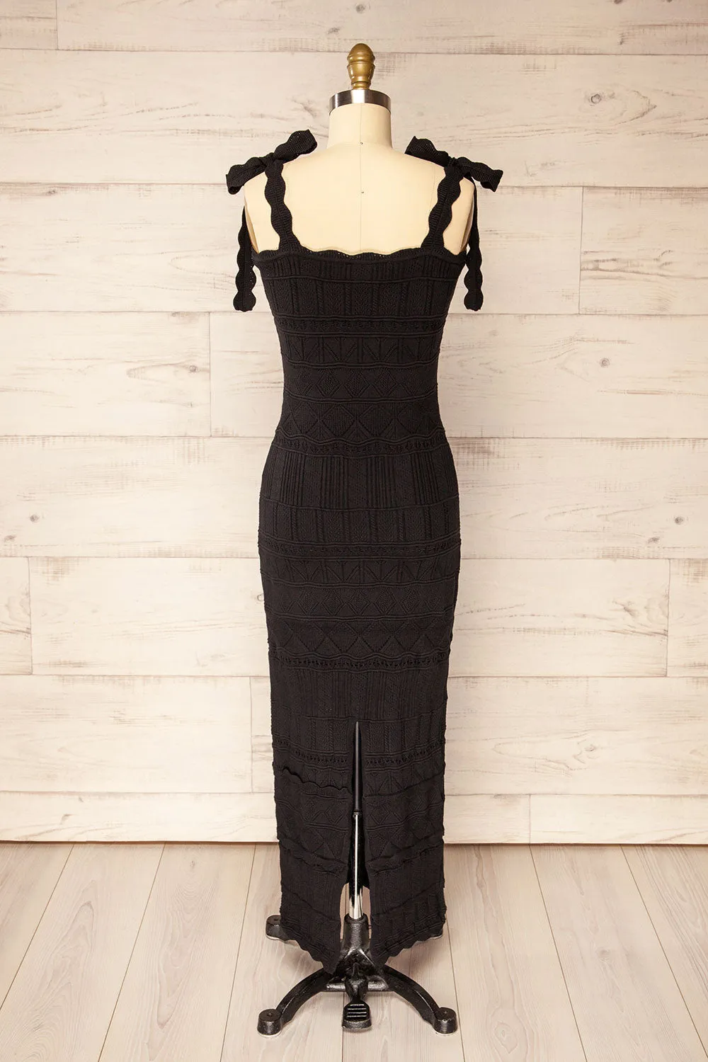 Hebi Black | Long Openwork Knit Dress sold by Boutique 1861 product image thumbnail 5