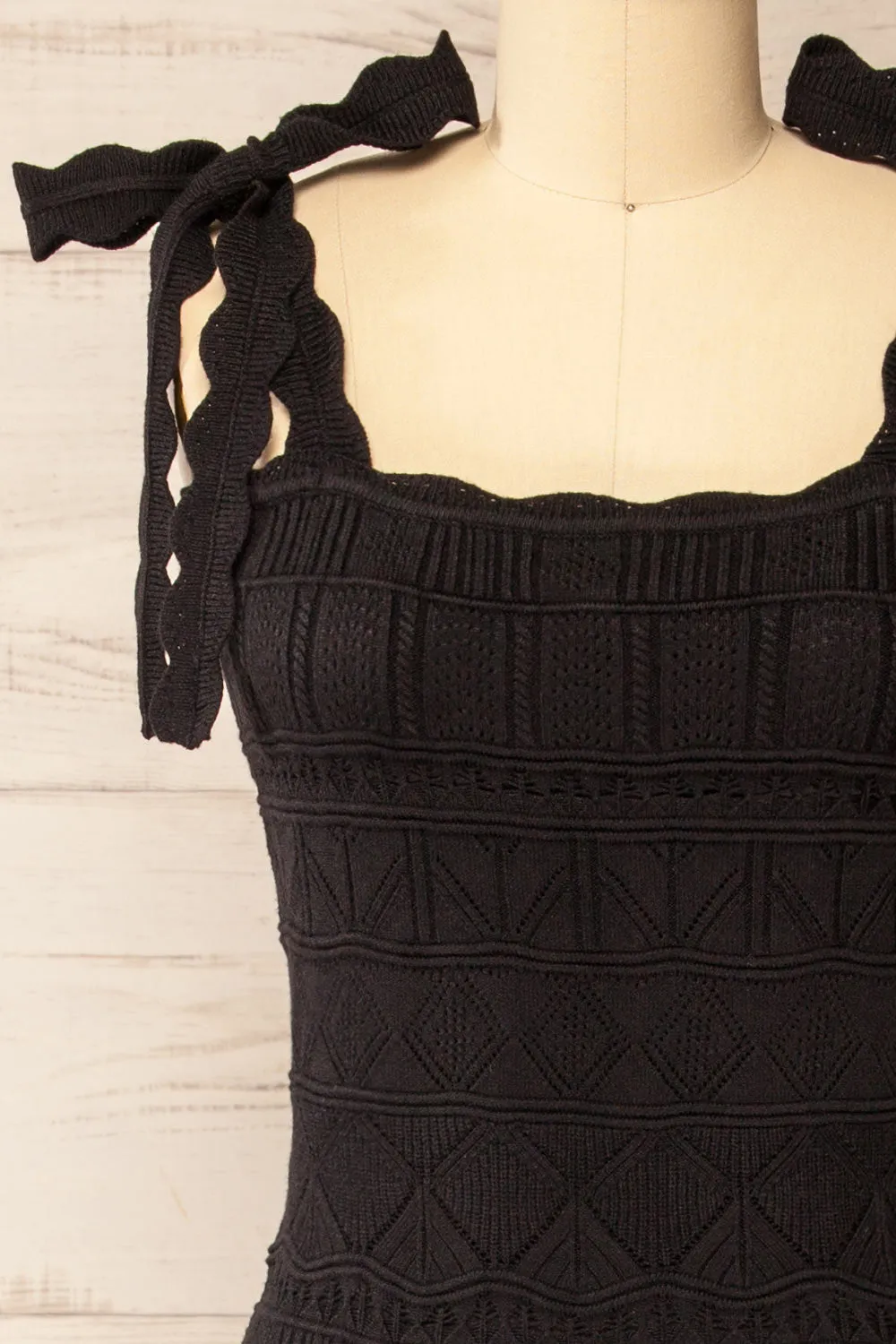 Hebi Black | Long Openwork Knit Dress sold by Boutique 1861 product image thumbnail 2