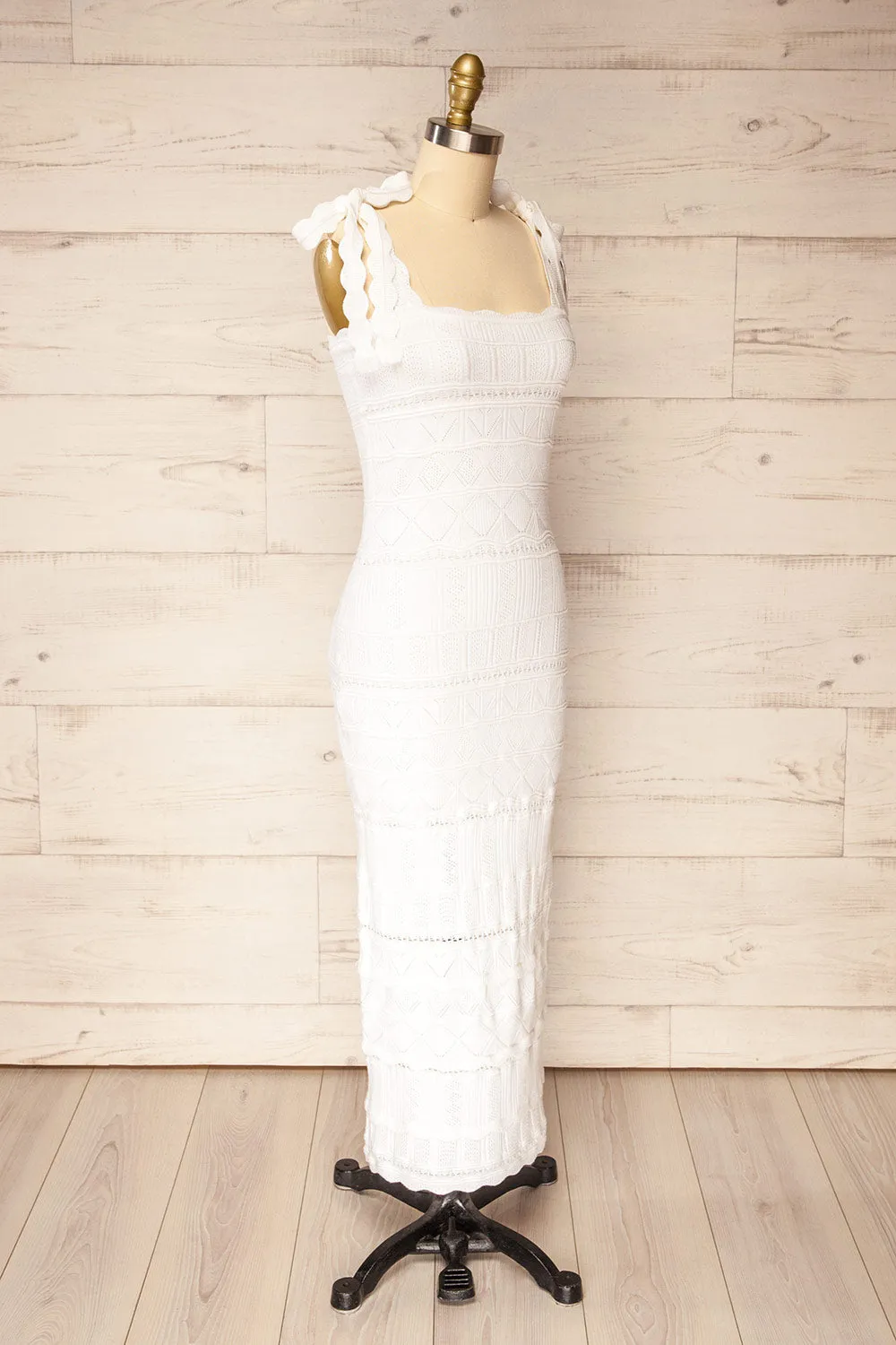 Hebi Ivory | Long Openwork Knit Dress sold by Boutique 1861 product image thumbnail 3