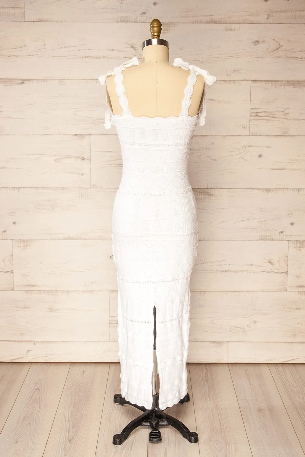Hebi Ivory | Long Openwork Knit Dress sold by Boutique 1861 product image thumbnail 5